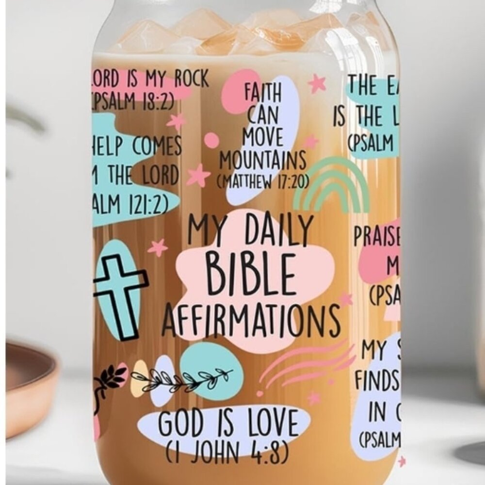 Bible Affirmations 16oz  glass Tumbler